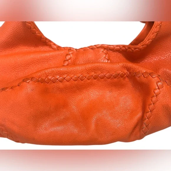 BOTTEGA VENETA 1Cervo Deerskin Large Hobo, Tangerine - Picture 6 of 14